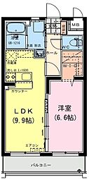 ヴァレンティノ 1LDKの間取図画像