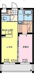 ヒカオオリエントマンション南棟 1LDKの間取図画像