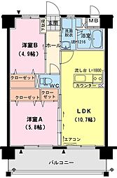 バロネッセ 2LDKの間取図画像