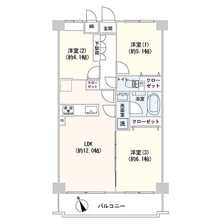 リビングを見渡せるカウンターキッチンのお部屋です。
