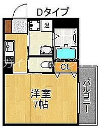 みおつくし岸里 2階1Kの間取り