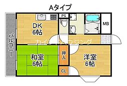 ハイツイサム 2DKの間取図画像