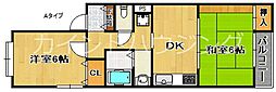 マンションリヴィエラ 2DKの間取図画像