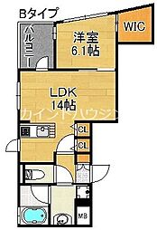 サンシャイン粉浜 1LDKの間取図画像