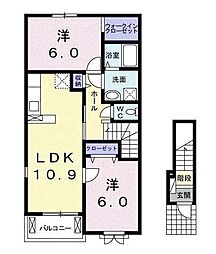 ビッグ・ルーフ 2階2LDKの間取り