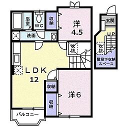 エスト・ソレイユ 2階2LDKの間取り