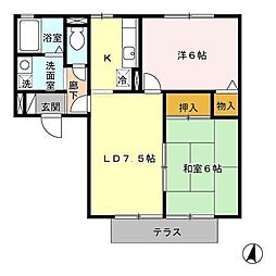 セジュール三日月A 2LDKの間取図画像