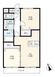 ウェルファイン小城 2DKの間取図画像