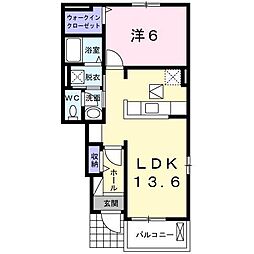 ブルーヒル 1LDKの間取図画像