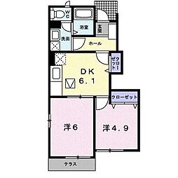 ラパヌイB 2DKの間取図画像