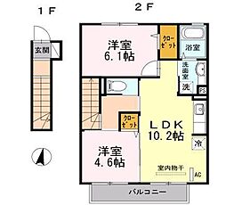 サンドハウスA 2LDKの間取図画像