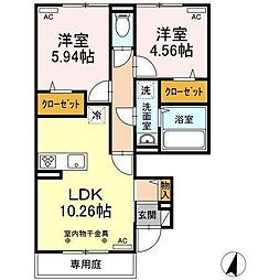 ソレアード小城 2LDKの間取図画像