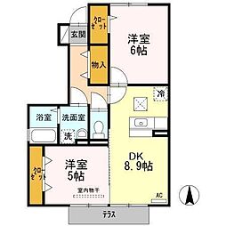 メゾンプレドパルク2 2DKの間取図画像