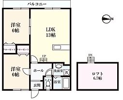サライ8番館B 2LDKの間取図画像