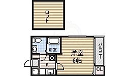 ルーエ　2番館 2階1Kの間取り