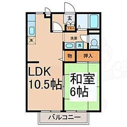 ヴィラ東野 1LDKの間取図画像