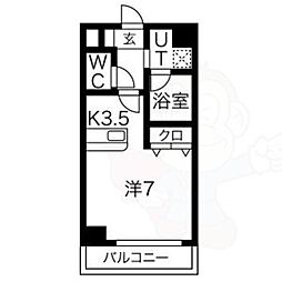 グランシャリオ長谷 3階1Kの間取り
