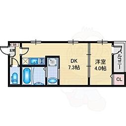 ハーモニーテラス呼続3 3階1DKの間取り