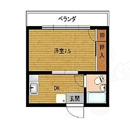 第2アリストマンション 4階1DKの間取り