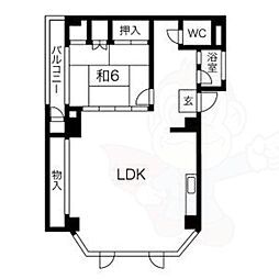 今居ビル 3階1LDKの間取り