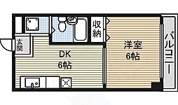 野口マンション千代田 5階1DKの間取り