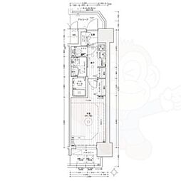 エステムコート名古屋ライブゲート 7階1Kの間取り