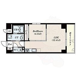 古出来エンブルコート(旧GRANDUKE古出来) 4階1LDKの間取り