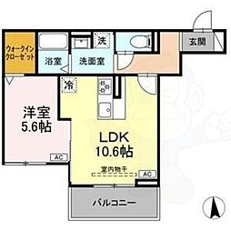 ルヴィータ矢田南 3階1LDKの間取り