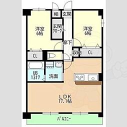 名古屋市守山区小幡宮ノ腰マンション 2LDKの間取図画像