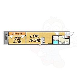 LECOCON守山4 1階1LDKの間取り