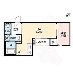 ROBOT HOUSE 守山B棟 1階1LDKの間取り