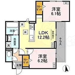 オリヴォ フラガンテ 1階2LDKの間取り