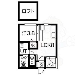 Kroc 1階1LDKの間取り