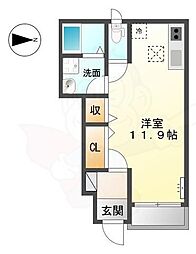 カルマ　スパーチオ城北 1階ワンルームの間取り