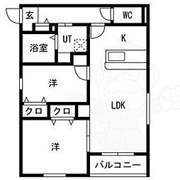 RUSCELLO守山 2階2LDKの間取り