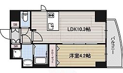 プレサンス栄ラグジュ 2階1LDKの間取り