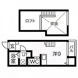 フレクール浄心 2階1Kの間取り