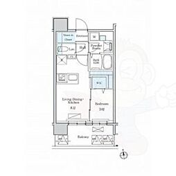 名古屋市営名城線 矢場町駅 徒歩5分の賃貸マンション 15階1LDKの間取り