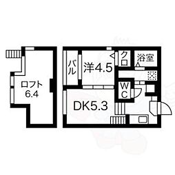 Lumo庄内通 2階2Kの間取り