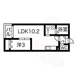 Warren higashiharuta1 2階1LDKの間取り