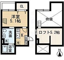 K’sハイツ 1階ワンルームの間取り