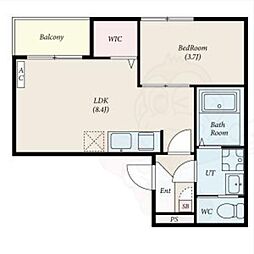 Revive黄金 1階1LDKの間取り