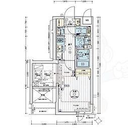 エステムコート名古屋栄プレシャス 11階1Kの間取り