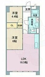 ヴィラージュ歌里 2LDKの間取図画像
