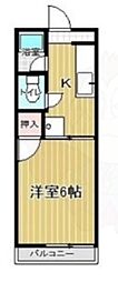 フォーブルフジ 2階1Kの間取り