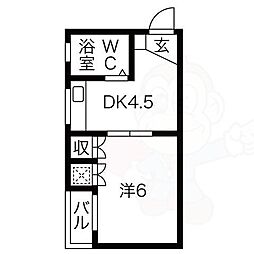 明治第1ビル 1Kの間取図画像