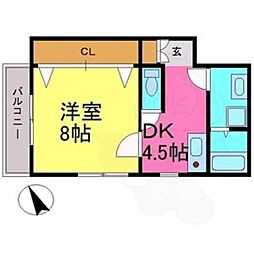 キャッスルM&K 1DKの間取図画像
