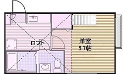 アランチェート矢田 1Kの間取図画像