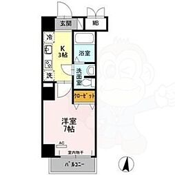 Casa八番館 1Kの間取図画像