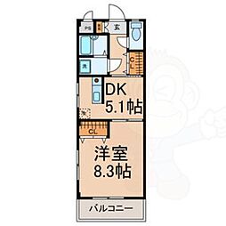 オータム・ライト5 1DKの間取図画像